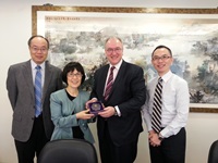 Prof. Michael Davies (second from right), Pro-Vice-Chancellor for Research, University of Sussex, UK visited CUHK on 7 October 2013 and was warmly welcomed by Prof. Fanny Cheung (second from left), Pro-Vice-Chancellor, CUHK.